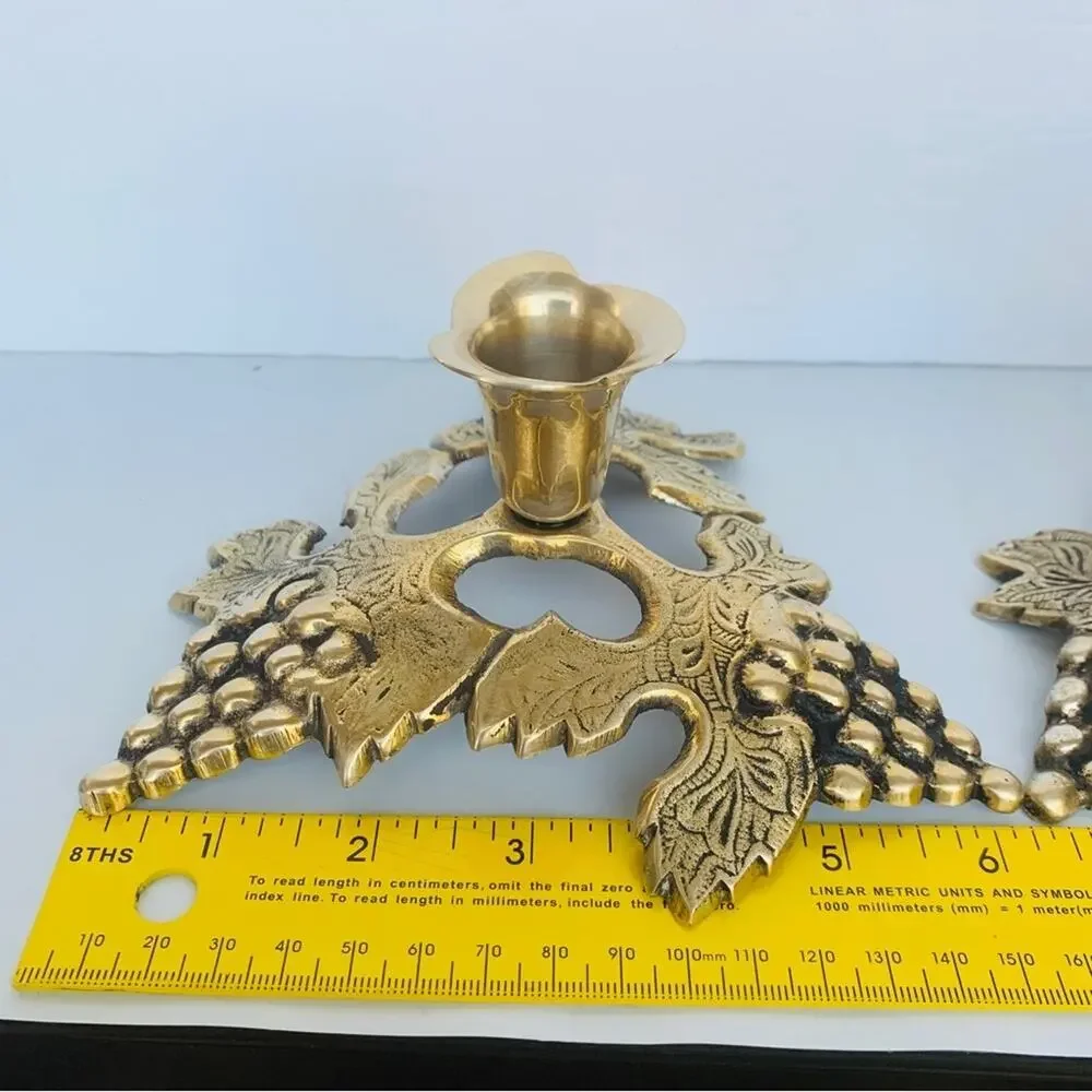 Vintage Brass Candle Holder Set